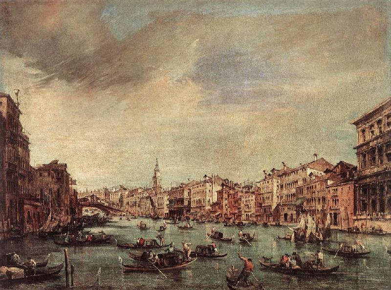 GUARDI, Francesco The Grand Canal, Looking toward the Rialto Bridge sg France oil painting art